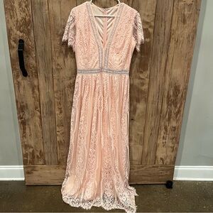 Elegant Peach Lace Dress